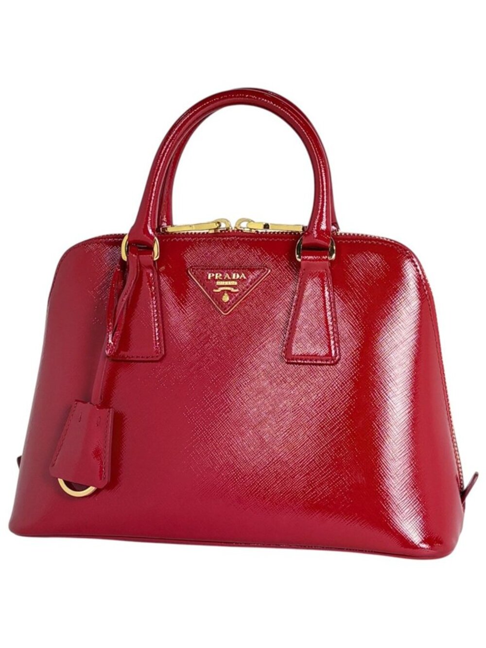 Prada Handbag Patent Saffiano Leather Rosso